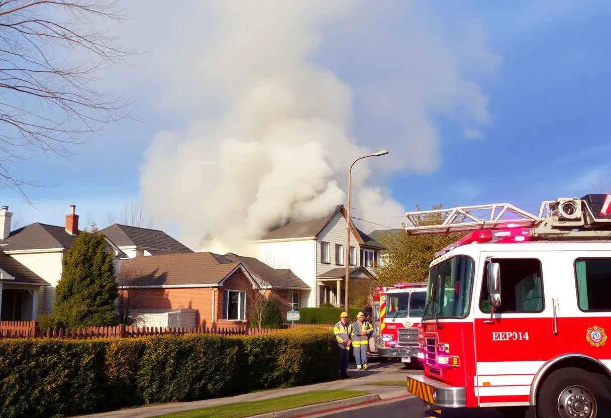 Firefighters battling a fire in Grant Park, Atlanta