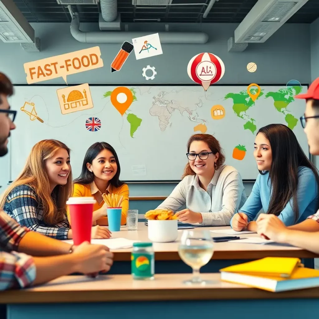 Students at Georgia State University discussing business strategies related to Popeyes.