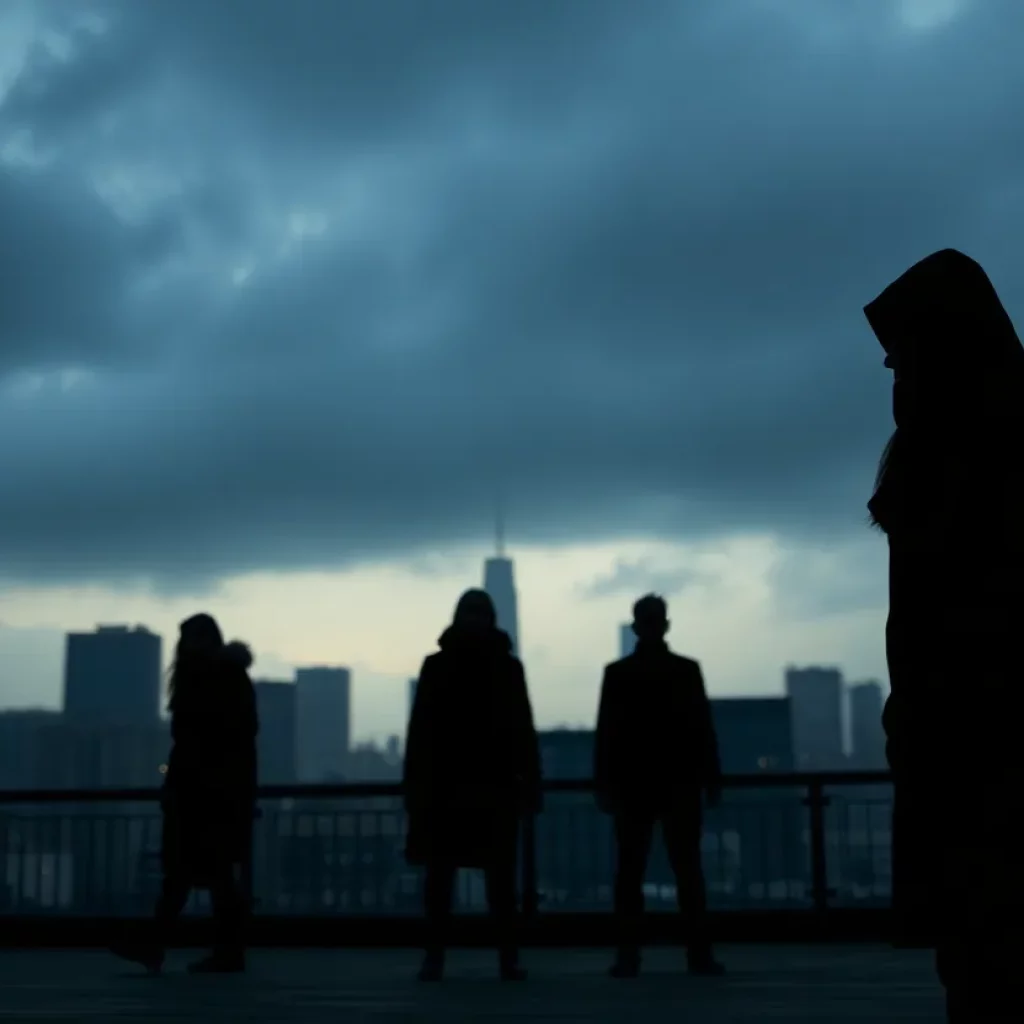 A symbolic representation of human trafficking awareness in an urban setting.