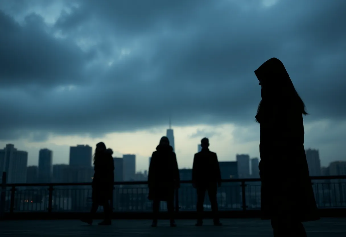 A symbolic representation of human trafficking awareness in an urban setting.
