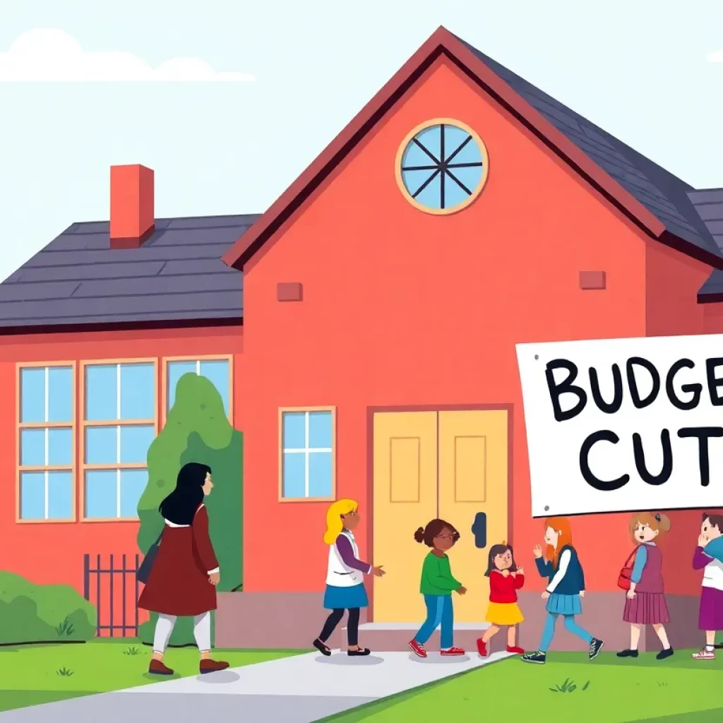 Illustration representing budget cuts affecting education choices