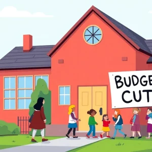 Illustration representing budget cuts affecting education choices