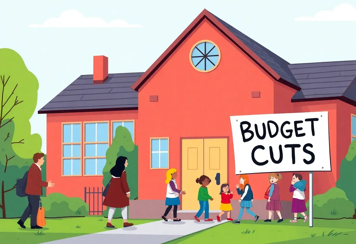 Illustration representing budget cuts affecting education choices