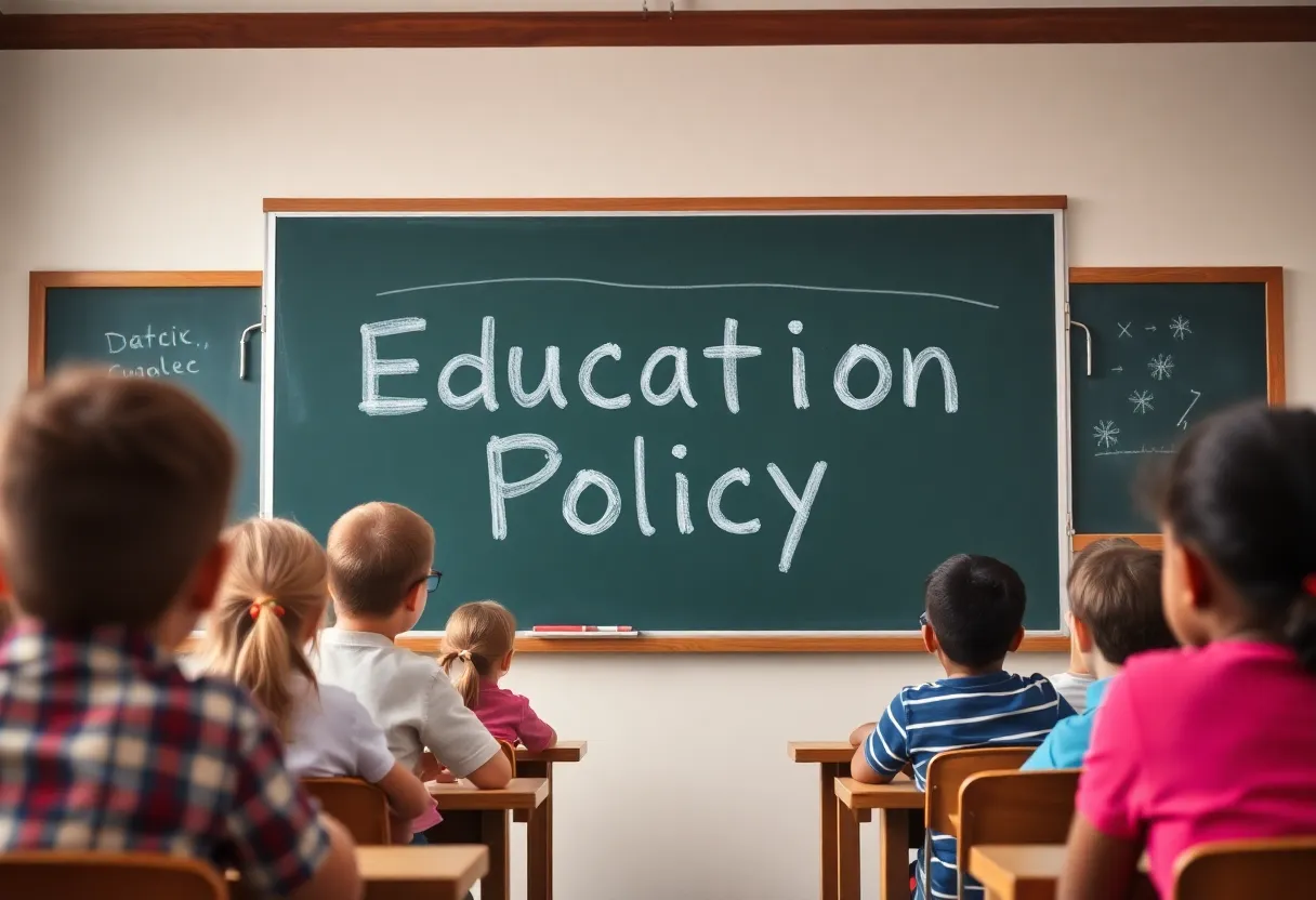 Students in a classroom discussing education policy changes