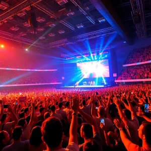 Crowd enjoying the Jonas Brothers concert in Atlanta
