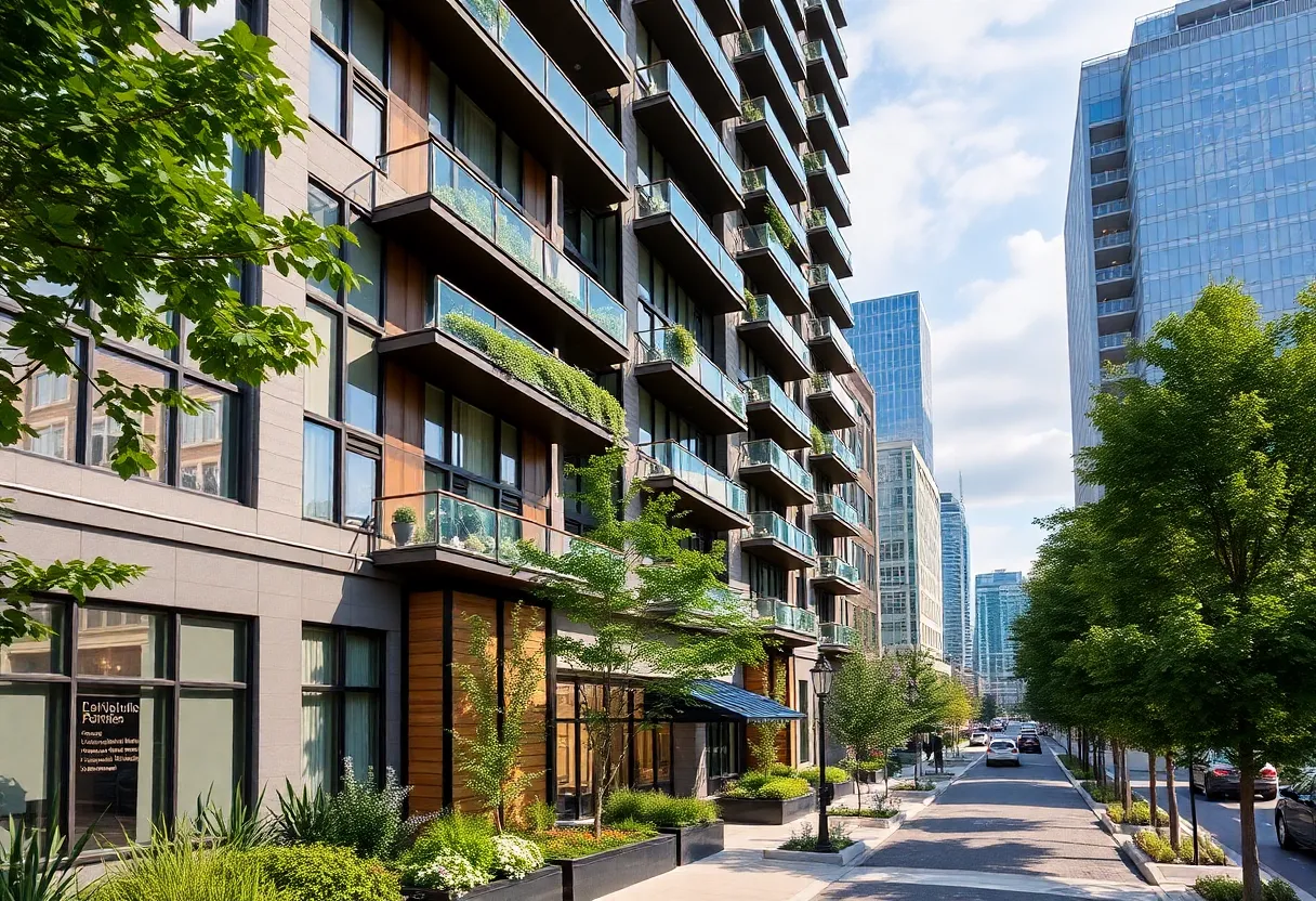 Modern luxury apartment building in Atlanta