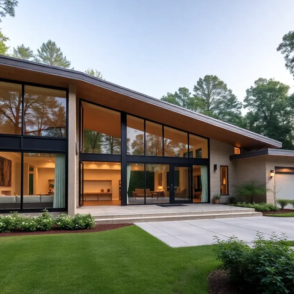Exterior view of a mid-century modern home in Vinings, Atlanta