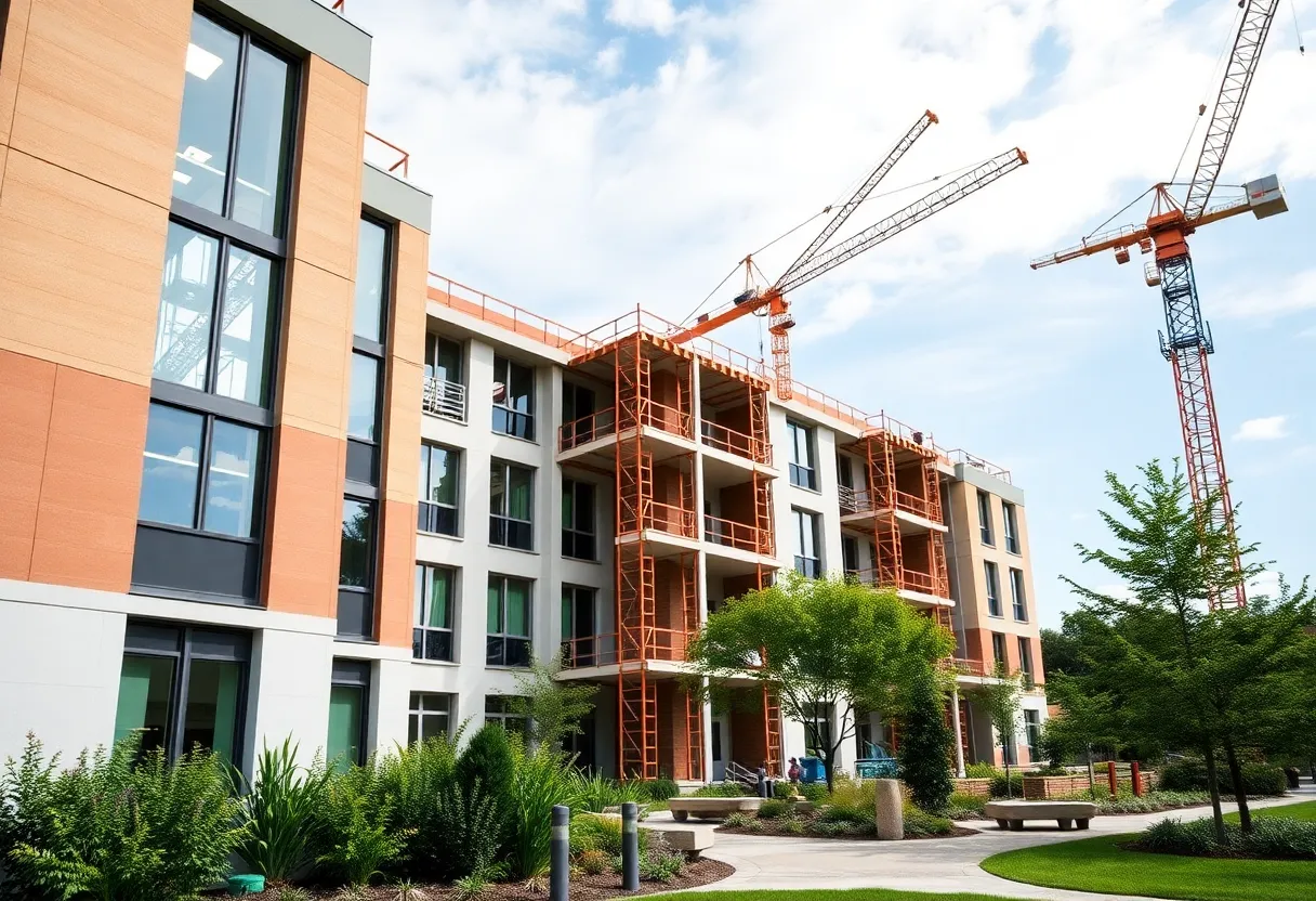 Construction site of new residence hall at Morehouse College