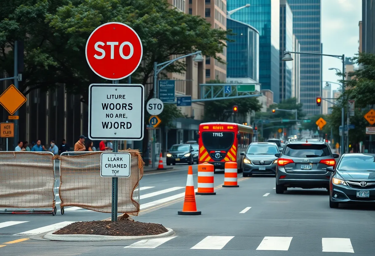 Construction and traffic management on Peachtree Street