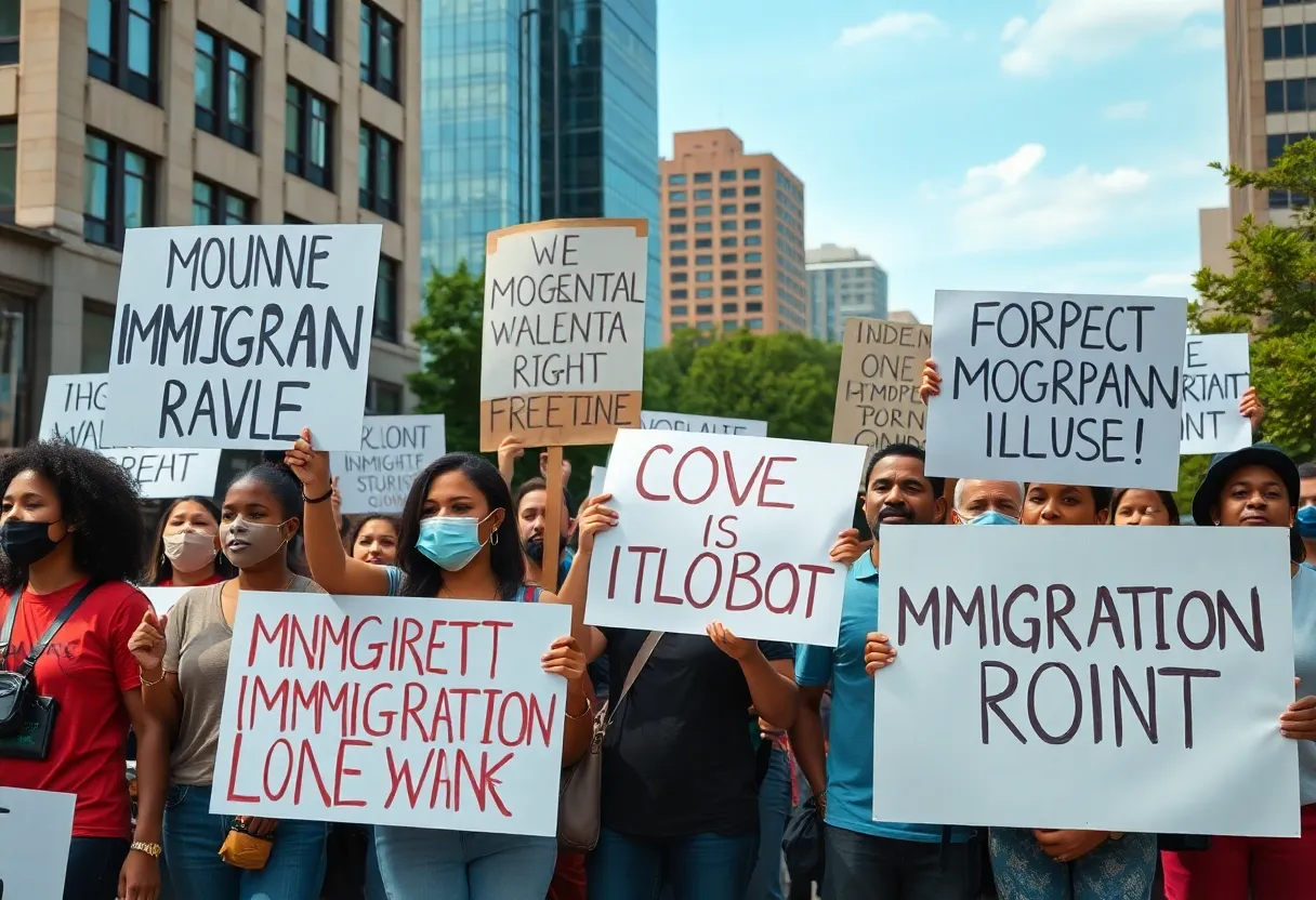 Protesters rallying for immigrant rights in Atlanta