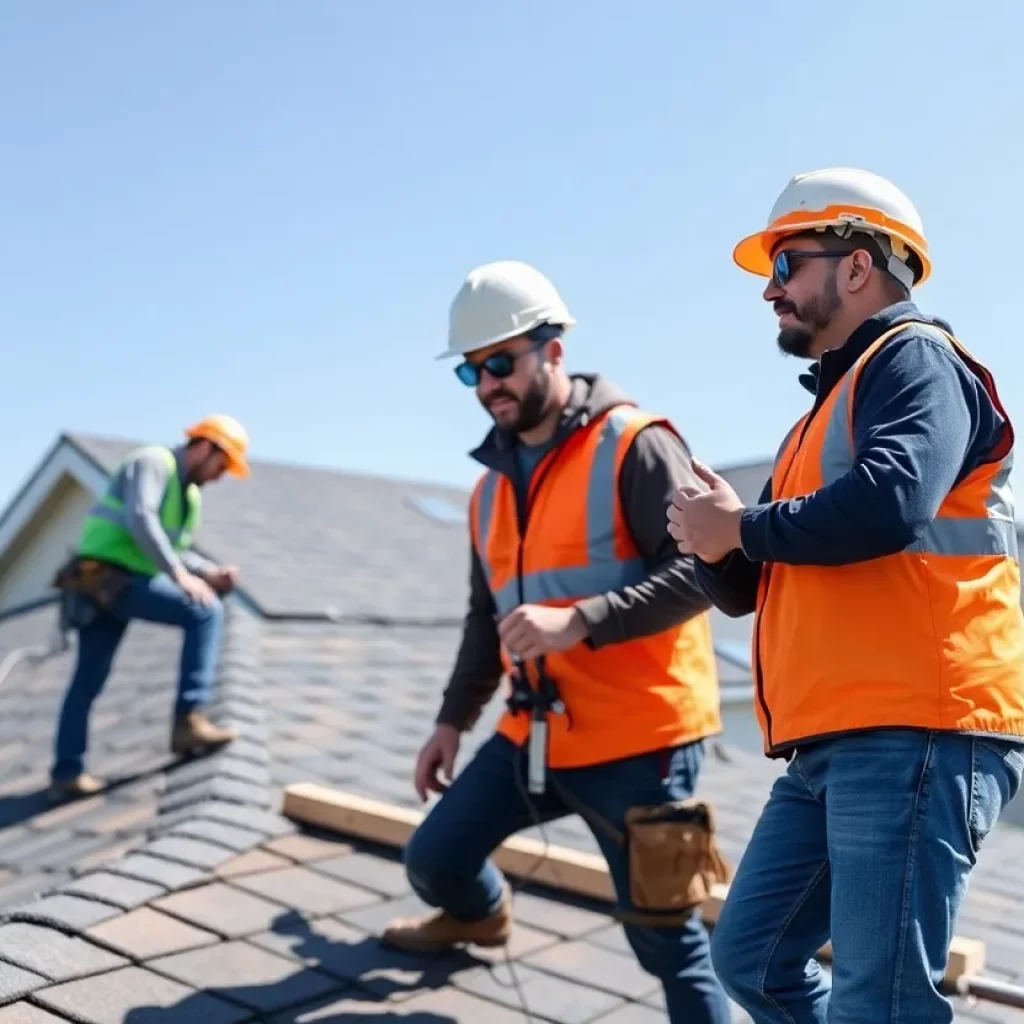 Skyline Roofing team working on a residential roofing project