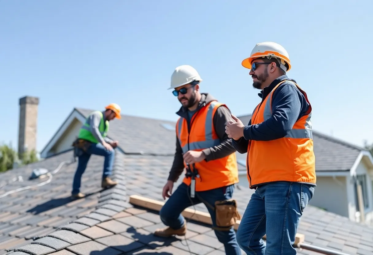 Skyline Roofing team working on a residential roofing project