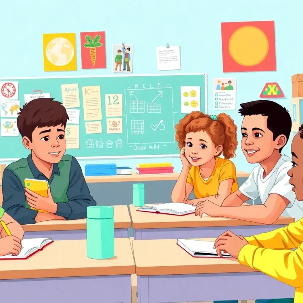 Classroom filled with diverse students and educational materials