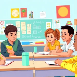 Classroom filled with diverse students and educational materials