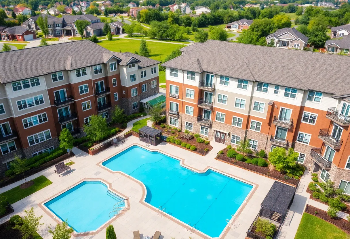 Modern multifamily housing complex, The Jax