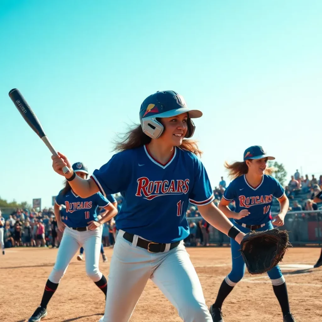 ULM Warhawks softball team in action during a game