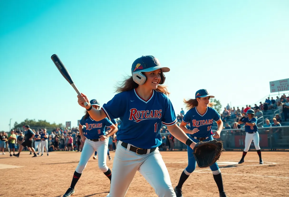 ULM Warhawks softball team in action during a game