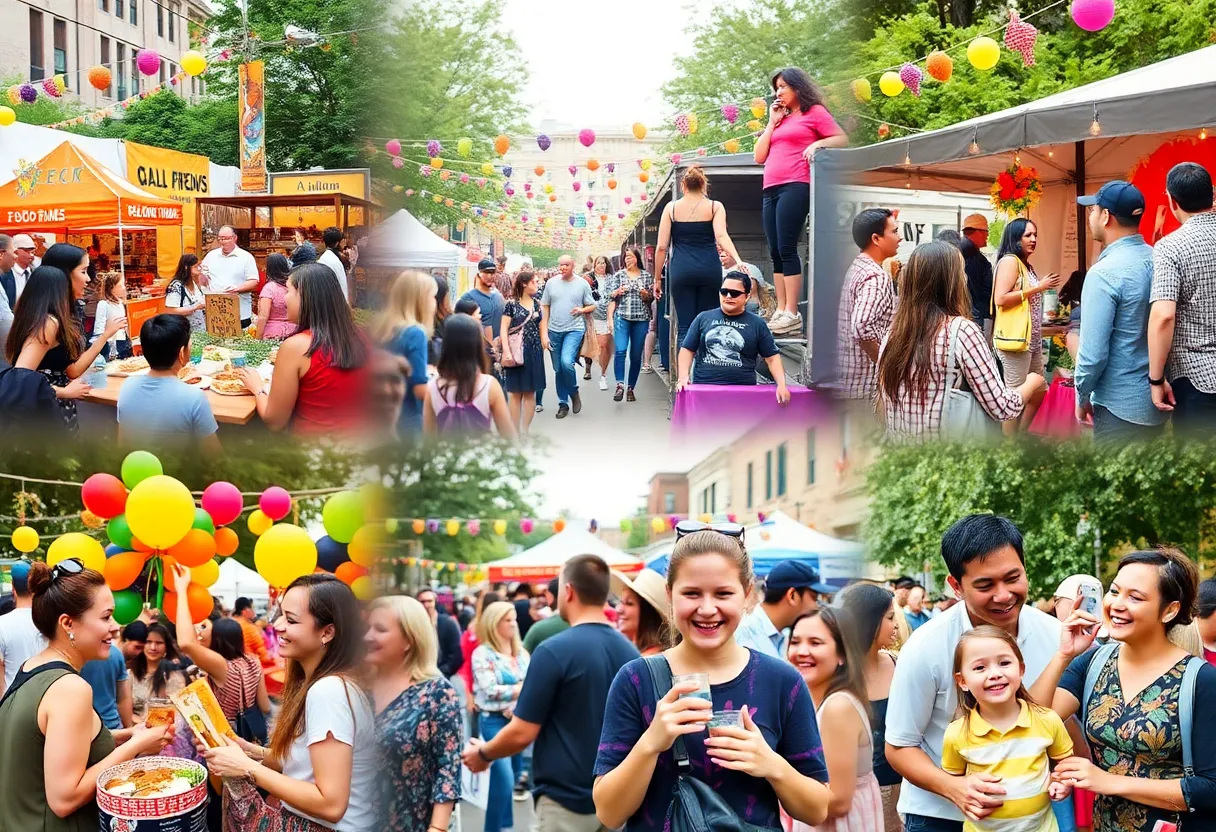 Vibrant scene of weekend events in Atlanta showcasing food, music, and family activities.