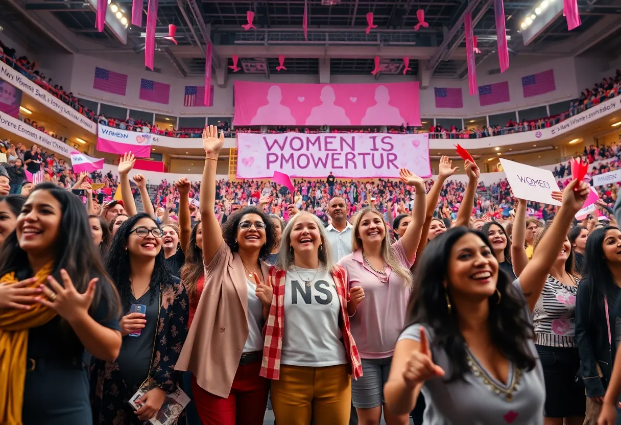 A lively crowd at Women Empowerment Night celebrating at State Farm Arena.