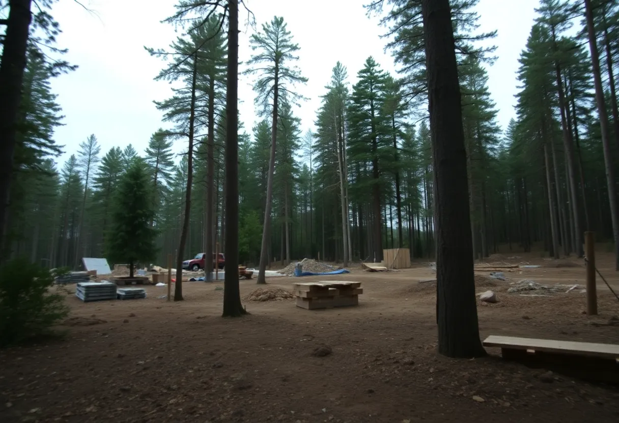 Wooded area adjacent to a construction site in Newton County.