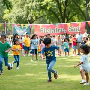 Families enjoying activities during Atlanta's 404 Day Community celebration.