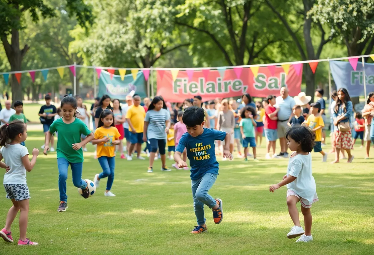 Families enjoying activities during Atlanta's 404 Day Community celebration.
