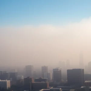 Skyline of Atlanta shrouded in smog