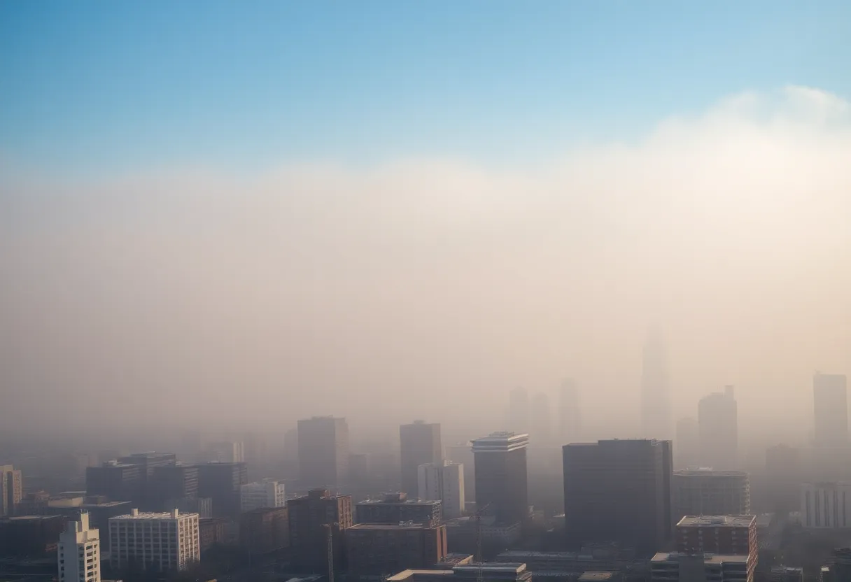 Skyline of Atlanta shrouded in smog