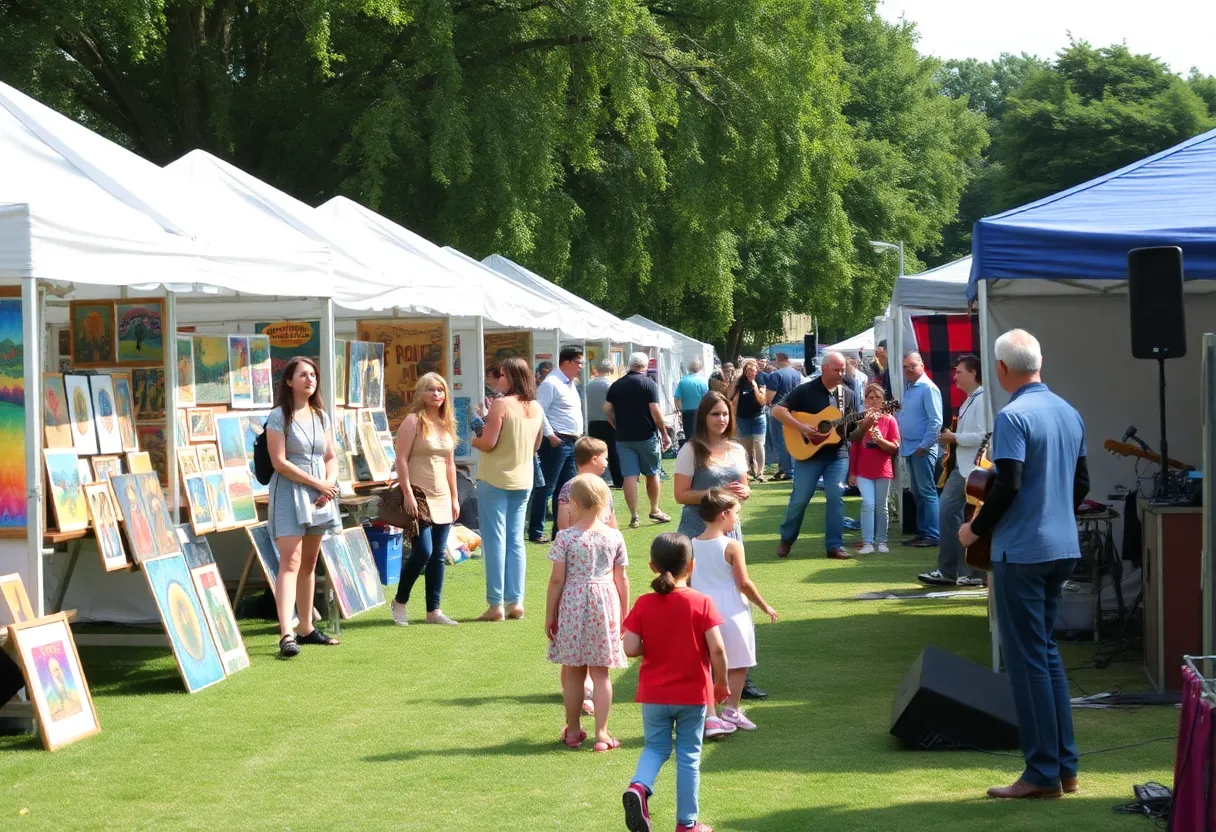 Participants at the Atlanta Dogwood Festival showcasing artworks and performances