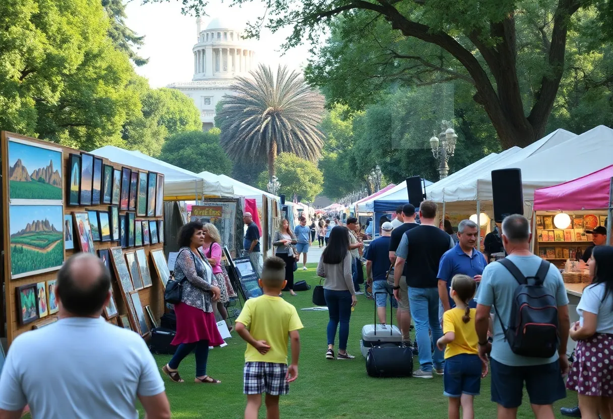 Families enjoying the Atlanta Dogwood Festival at Piedmont Park