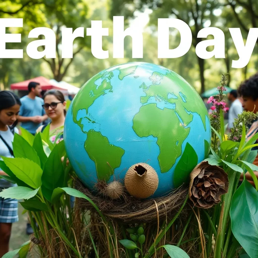 Community gathering at Atlanta Earth Day event with sustainable activities