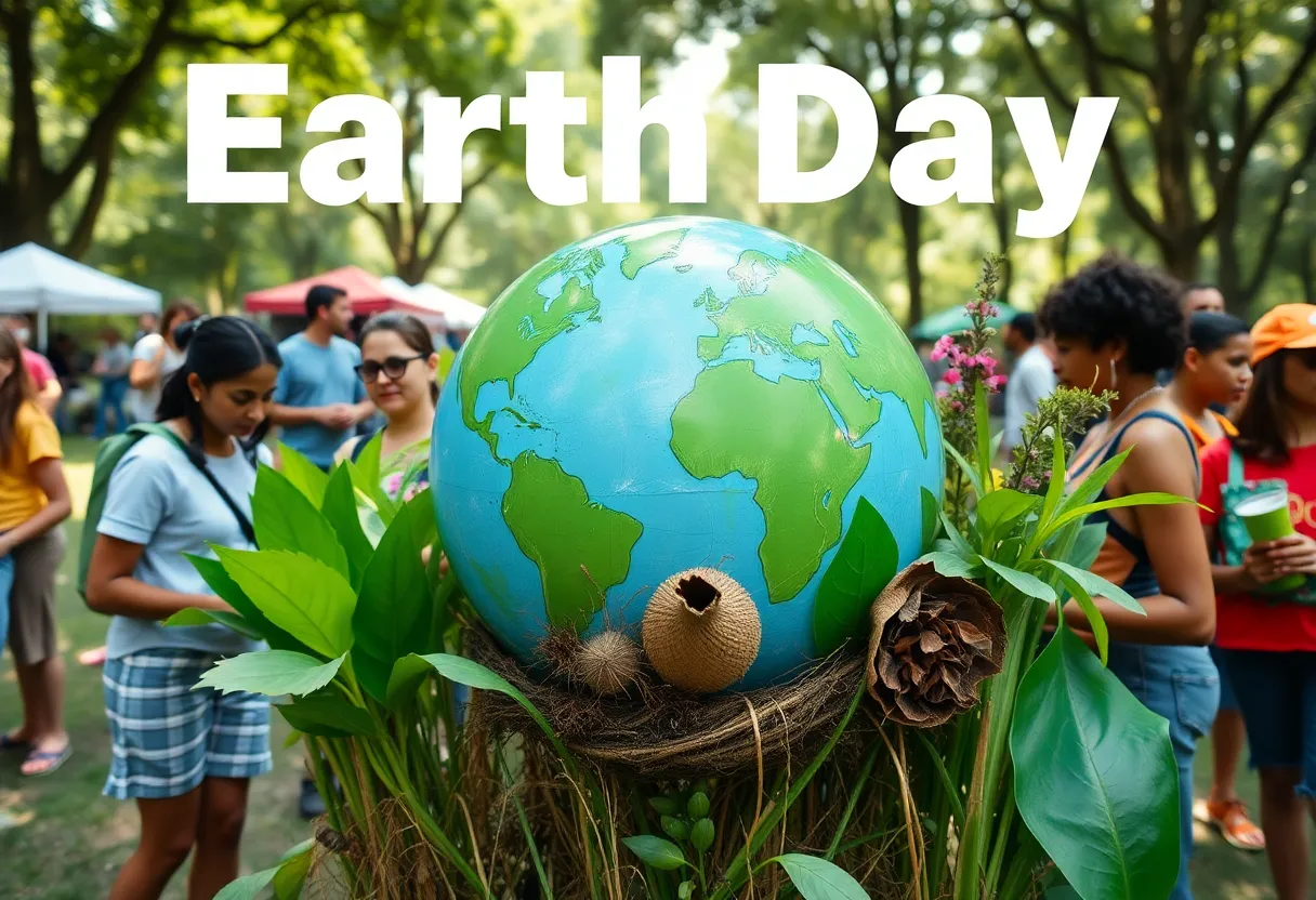Community gathering at Atlanta Earth Day event with sustainable activities