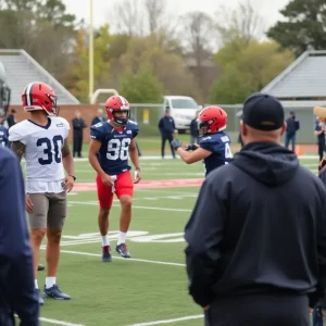 Prospects showcasing their football skills at the Atlanta Falcons Local Pro Day
