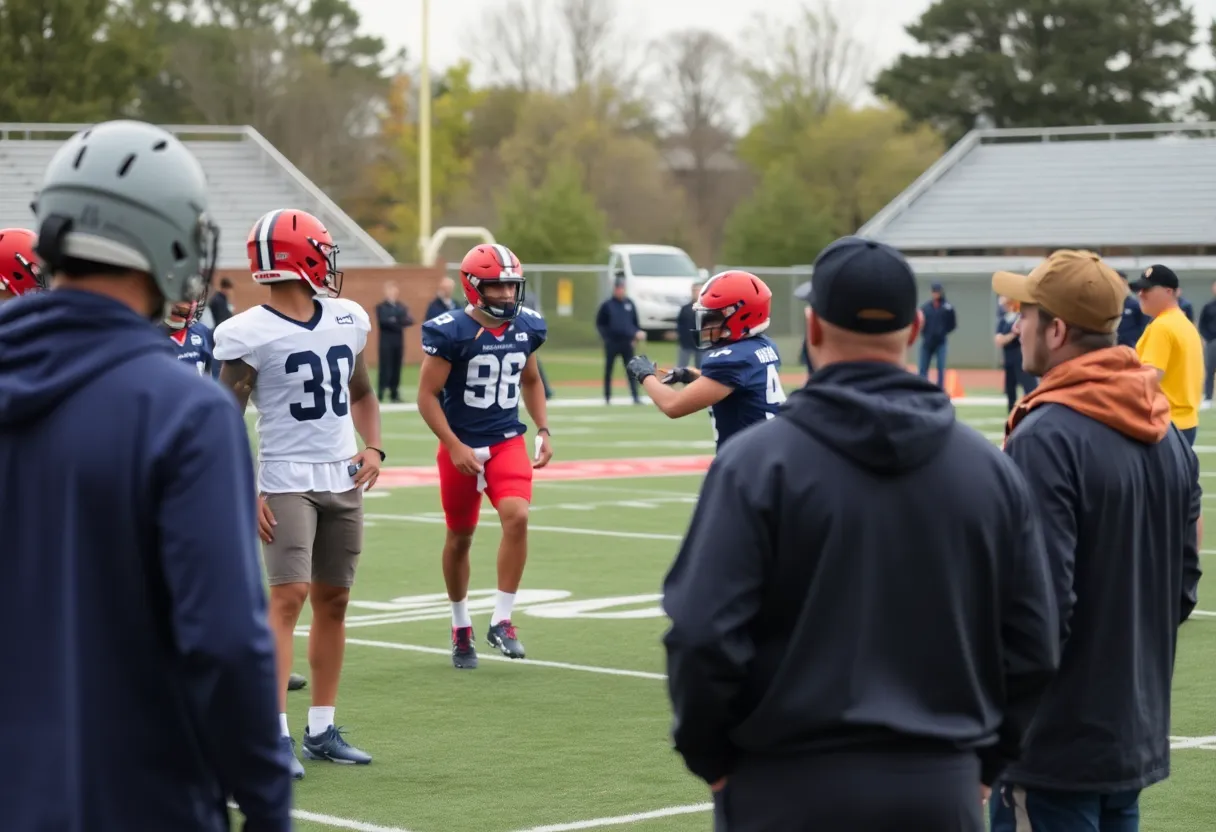 Prospects showcasing their football skills at the Atlanta Falcons Local Pro Day