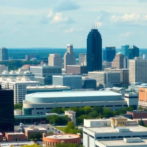 View of Atlanta's industrial buildings and manufacturing facilities