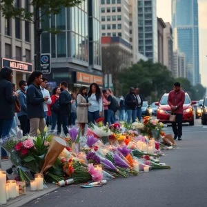 Memorial setup at crash site in Atlanta honoring a young life lost
