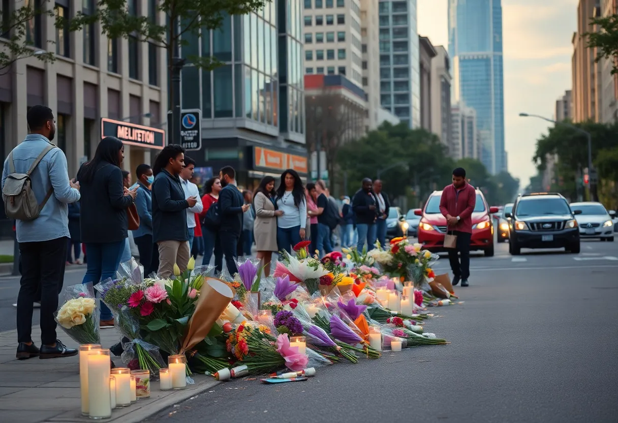 Memorial setup at crash site in Atlanta honoring a young life lost