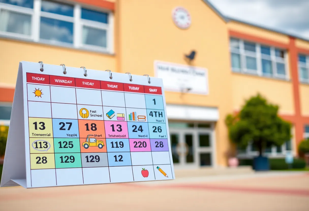 Calendar for Atlanta Schools showing academic year dates