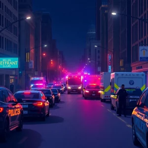 Police and emergency services at an Atlanta shooting scene