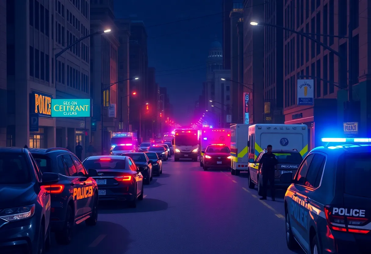 Police and emergency services at an Atlanta shooting scene