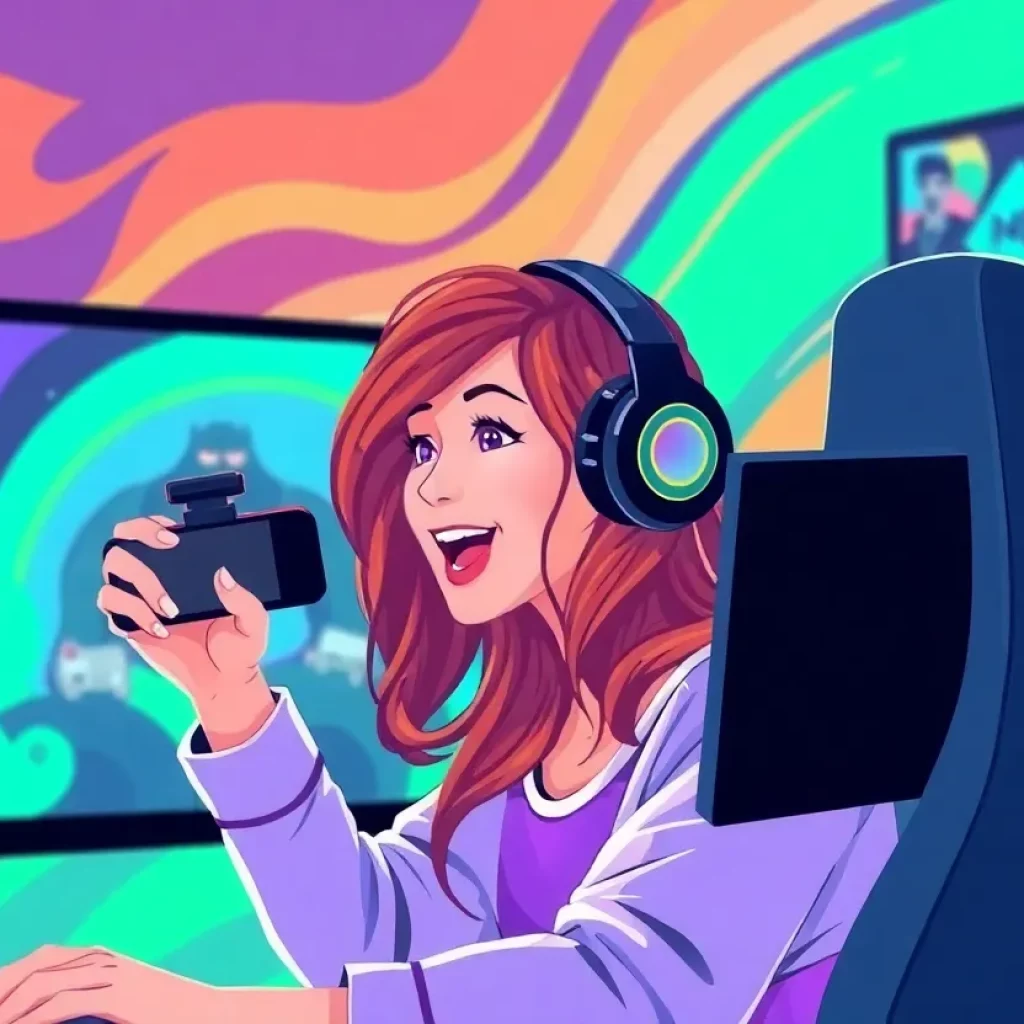 Female streamer engaging with her audience on Twitch.