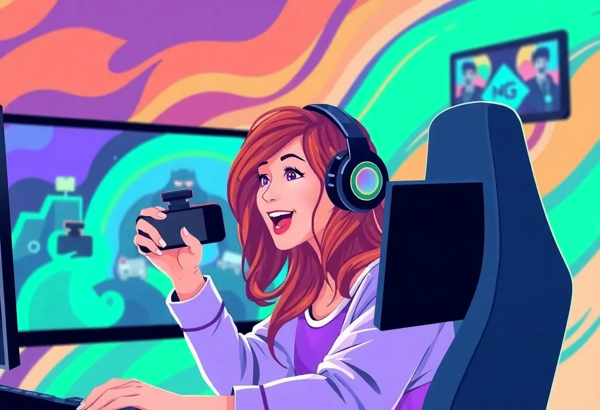 Female streamer engaging with her audience on Twitch.
