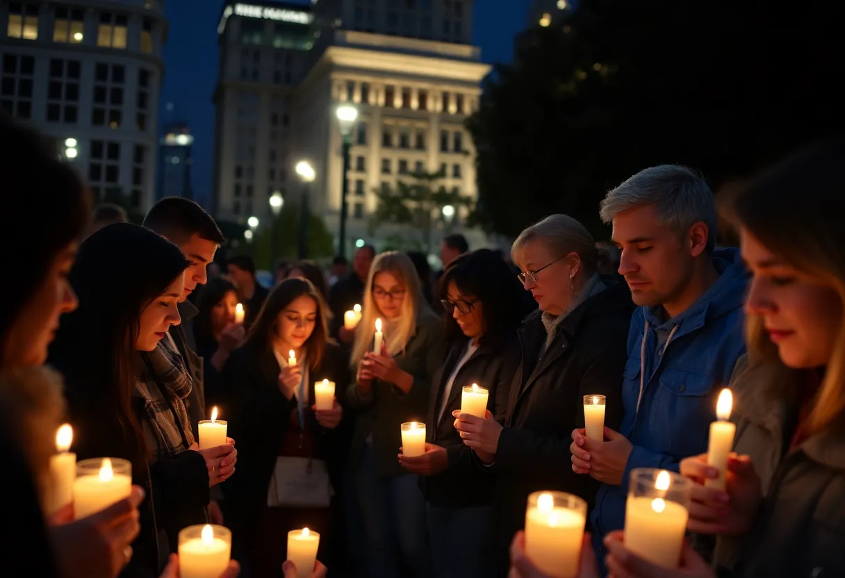 Candlelight vigil held in remembrance of a victim of police pursuit.