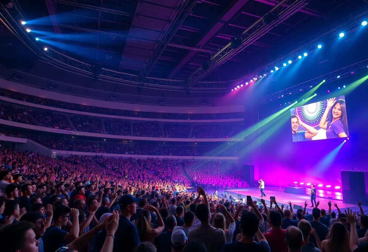 Stadium filled with fans at a concert