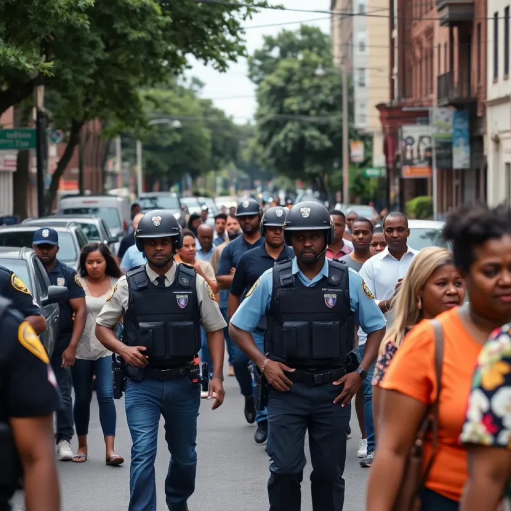 Police officers responding to a shooting incident in Atlanta's Adamsville neighborhood