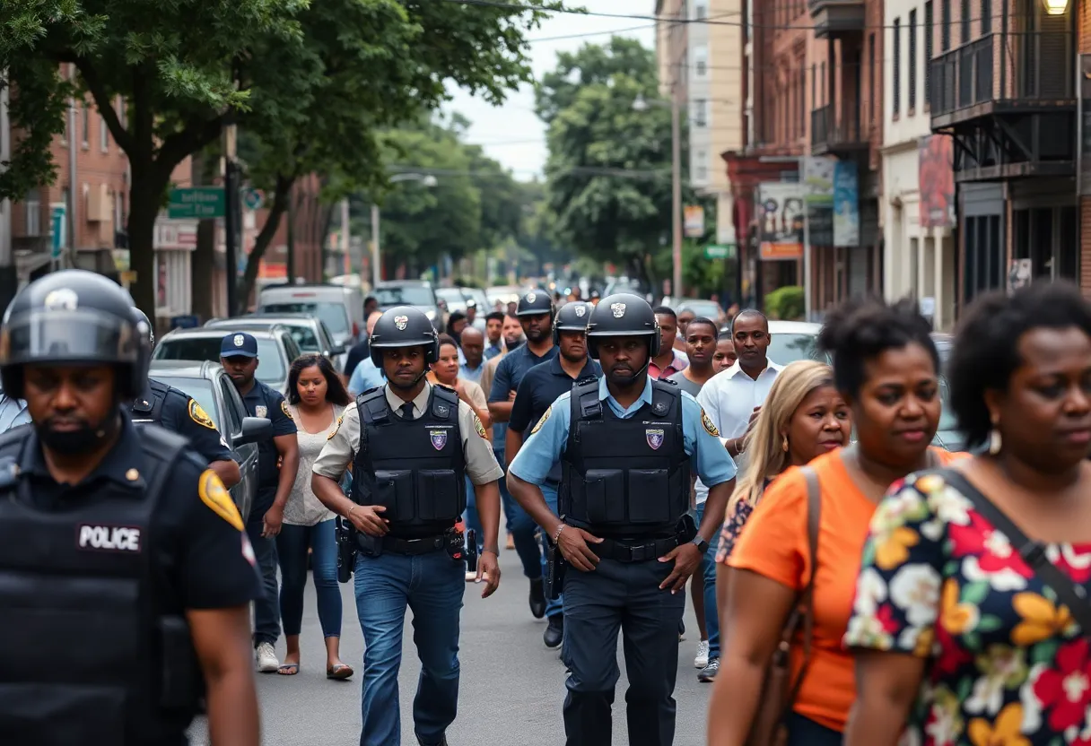 Police officers responding to a shooting incident in Atlanta's Adamsville neighborhood