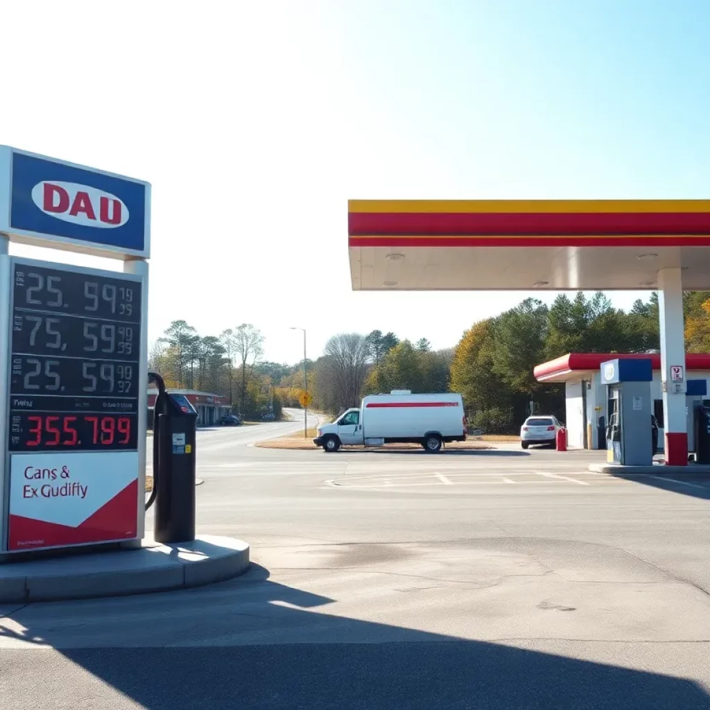 Gas station display showing gas prices in Georgia