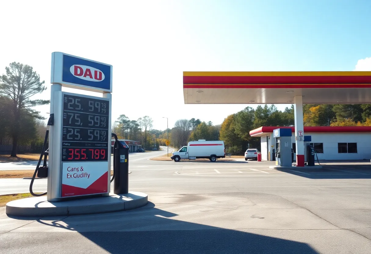 Gas station display showing gas prices in Georgia