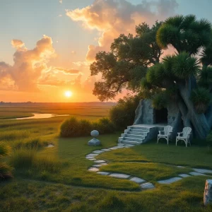 Gullah Geechee cultural landscape depicting sacred spaces and community engagement.