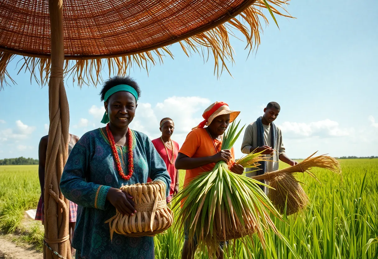 Representation of Gullah Geechee culture with traditional farming practices.